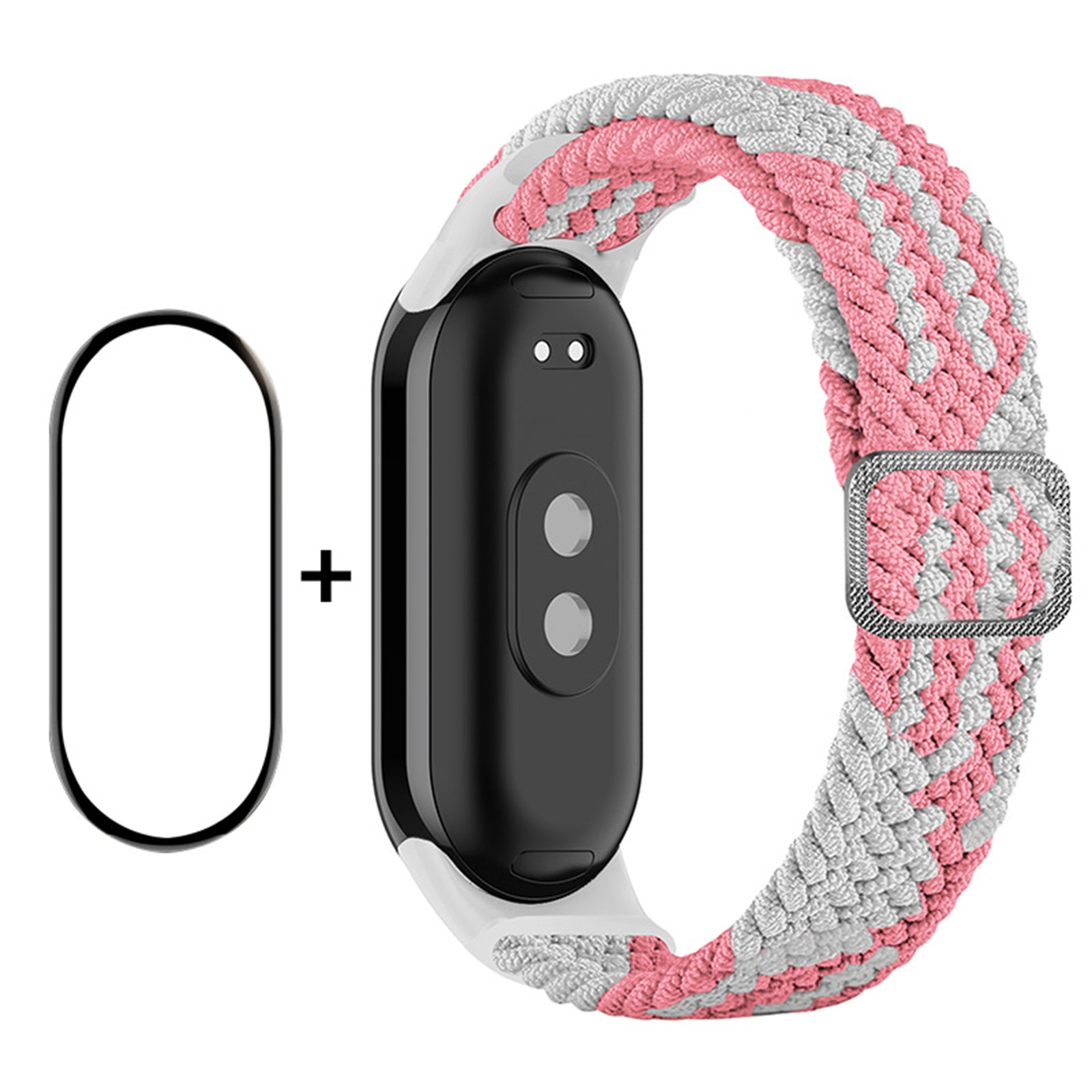 ENKAY HAT-PRINCE For Xiaomi Smart Band 8 Elastic Watch Band Nylon Braided Wrist Strap Set with PMMA Screen Protector ENKAY HAT-PRINCE For Xiaomi Smart Band 8 Elastic Watch Band Nylon Braided Wrist Strap Set with PMMA Screen Protector